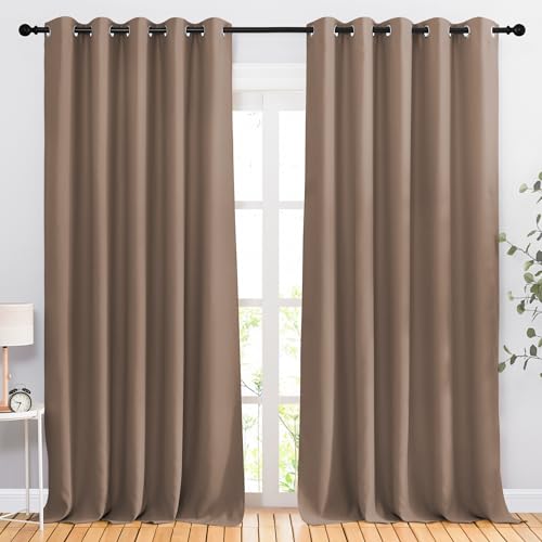 Kitchen Blackout Curtains and Drapes (Cappuccino / 66"W x 90"L (Pack of 2))