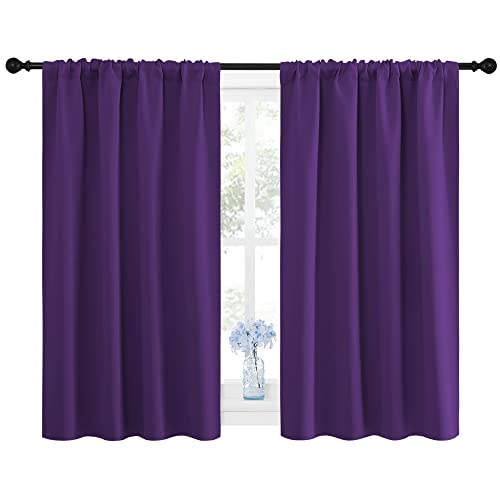 Blackout Purple Curtains for Living Room (Royal Purple / 42"W x 45"L (Pack of 2))