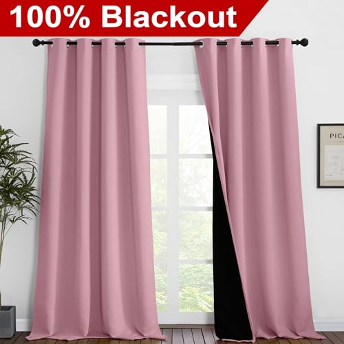 100% Blackout Blinds (Crystal Pink / 55"W x 102"L (Pack of 2))