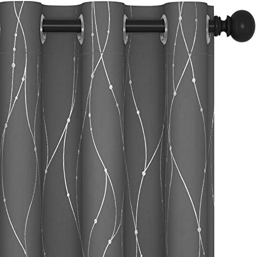 Living Room Curtains 84 Inches Long (Light Grey/Wave Dots / 42"W x 84"L (Pack of 2))
