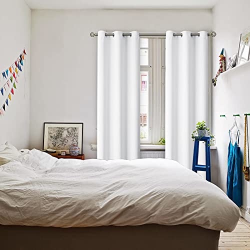 Room Darkening Curtains 84 Inches Long (Pure White / 42"W x 84"L (Pack of 2))