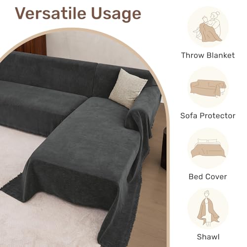 2 Pieces Sectional Couch Covers L Shaped Cover XXXL Charcoal Gray (Charcoal Gray / 71"×118"+91"×134")