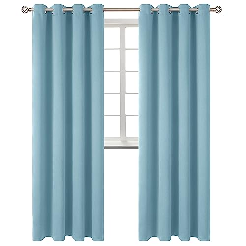Greyish Blue Room Darkening Long Curtains for Living Room (Greyish Blue / 52"W x 108"L (Pack of 2))