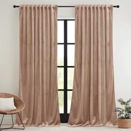 Blush Velvet Curtains 84 inches for Bedroom Living Room (Blush / 52"W x 84"L (Pack of 2))