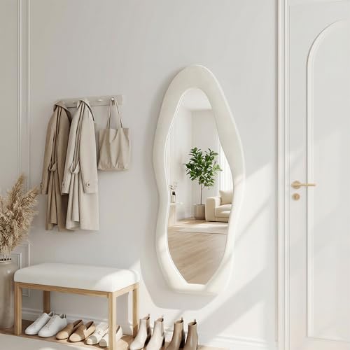Wall Mirror 56"x24" (Irregular-beige / 56"L x 24"W)