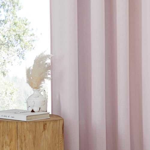 Blush Pink Short Linen Curtains for Kitchen (Blush Pink / 42"W x 48"L (Pack of 2))