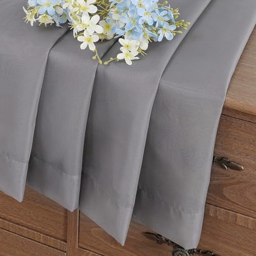 Grey Small Sheer Curtains Tier 24 Inches Length 2 Pieces (42"W x 24"L (Pack of 2) / Charcoal Grey)