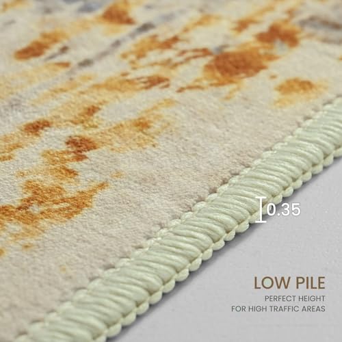 Runner Rug for Kitchen Beige Hallways Runner Rug Non Slip 2'6''x8' Washable Long Runner Rugs with Rubber Backing Soft Abstract Carpet Runner for Entryway (Beige / 2'6" x 8' (Runner))