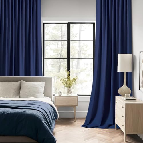 Navy Blue Back Tab Blackout Curtains 52x84 Inch Length 2 Panels Set (Navy Blue / 52"W x 84"L (Pack of 2))