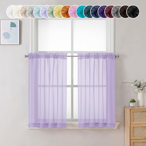 Lilac Sheer Curtains 36 inch Length 2 Panels (Lilac / 42"W x 36"L (Pack of 2))