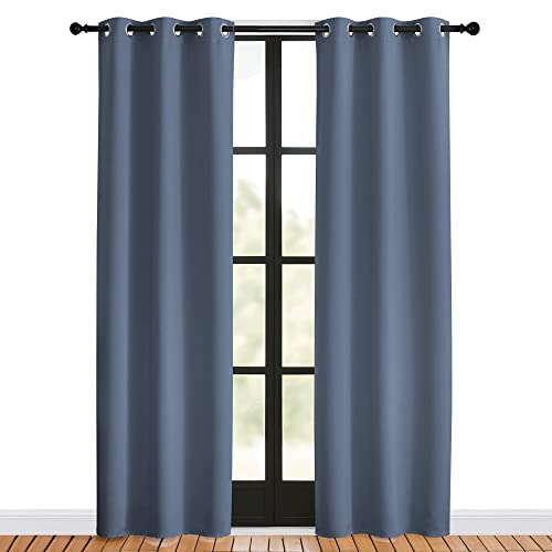 Blackout Curtains for Bedroom (Stone Blue / 34"W x 80"L (Pack of 2))