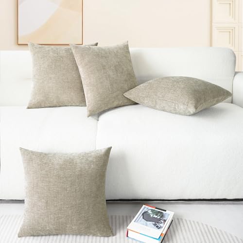 Decorative Couch Throw Pillow Covers 18 X 18 Inches Light Taupe (18" x 18" (Pack of 4) / Light Taupe)