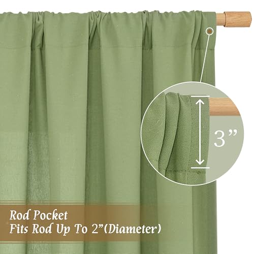 Sage Green Linen Curtains for Living Room 84 inch Length 2 Panels (Sage Green-1 / 52"W x 84"L (Pack of 2))