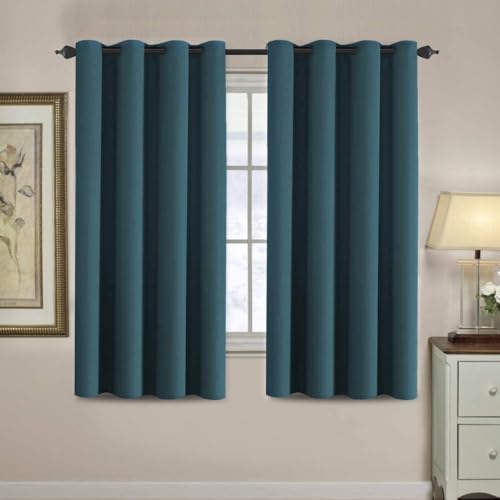 Blackout Curtain for Living Room Thermal Insulated Window Treatment Curtain Extra Long 63 inch Length Energy Saving Solid Grommet Top Blackout Drape (52"W x 63"L (Pack of 1) / Dark Teal)