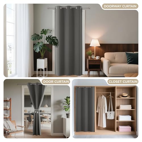 Door Curtain Blackout Curtains for Doorway Privacy Closet Drapes (Light Grey / 52"W x 78"L (Pack of 1))