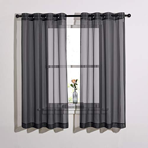 Sheer Drape Panels 63" L (Black / 54"W x 63"L (Pack of 2))