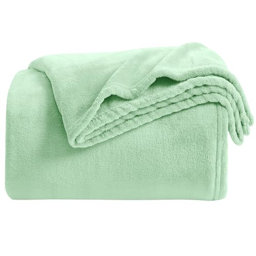 Sage Green Fleece Throw Blanket for Bed (Sage Green / Throw(50"x60"))