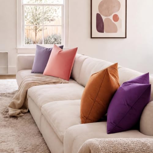 16x16 Velvet Throw Pillow Covers Set of 2 for Couch Sofa Bed (Lilac / 16" x 16" (Pack of 2))