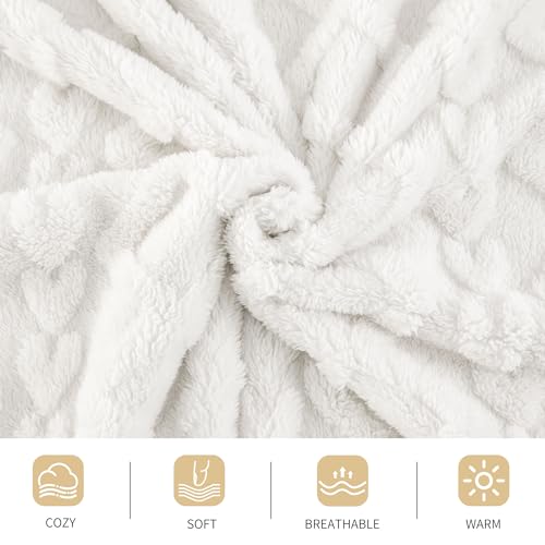 Fleece Throw Blanket for Bed Couch 90"x108" White (White / King(108×90in))