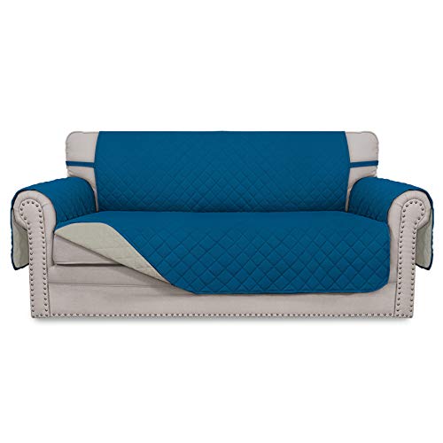 Reversible Couch Cover (Peacockblue/Beige / Medium-XL Loveseat)