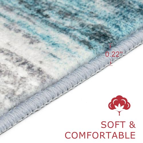 Modern Abstract Kitchen Runner Rug (Blue / 2' x 10' (Runner))