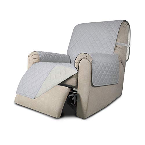 Reversible Couch Cover (Light Gray/Ivory / Small Recliner)