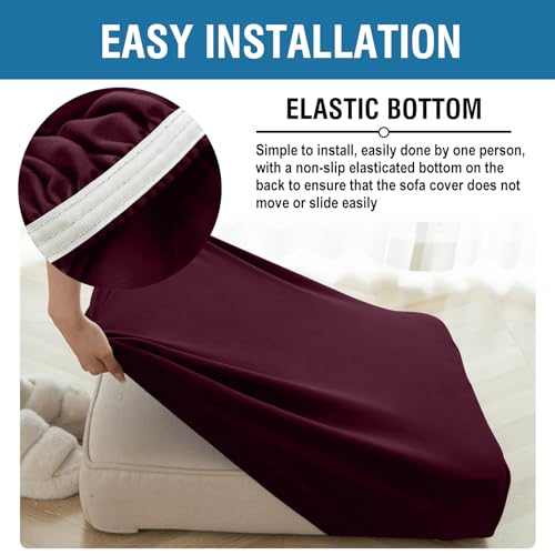 Couch Cover 3 (Wine / 2 Seater + Chaise)