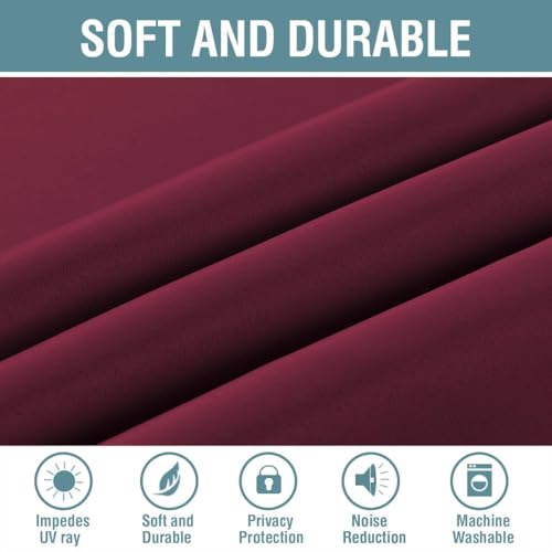 Light Blocking Blackout Curtains Window Treatment Thermal Insulated Grommet Energy Saving Curtains (52"W x 90"L (Pack of 1) / Burgundy Red)