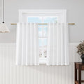 White Linen Semi Sheer Cafe Curtains 36 Inch Length 2 Panel Set Back Tab Pocket Design for Small Bathroom Kitchen Windows Modern Farmhouse Coastal Decor 40x36 (40"W x 36"L (Pack of 2) / White)