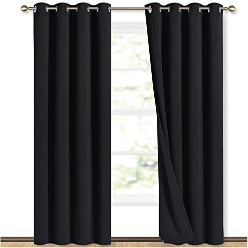 Black Full Blackout Curtains for Dining Room 52"W x 84"L 2 Panels (Black / 52"W x 84"L (Pack of 2))