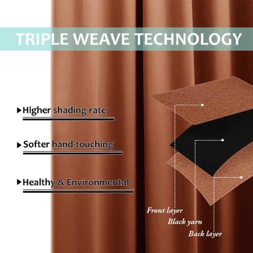 100% Blackout Curtains for Windows (Burnt Orange / 52"W x 120"L (Pack of 2))