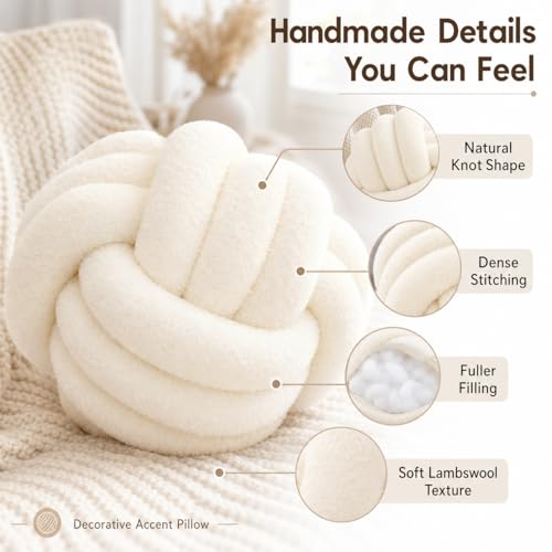 Ivory White Knot Pillow Ball (White / 11inch)