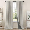 Linen Blackout Curtains 84 Inch Length 2 Panels Set for Living Room Bedroom Back Tab Thermal Insulated 100% Black Out Linen Drape Room Darkening Window Curtain 84 Inch Long Stone Taupe Birch Tan Beige (Stone / 52"W x 84"L (Pack of 2))