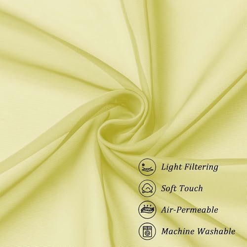 Sheer Lemon Tier Curtains 24 Inch Length Set (Lemon / 42"W x 24"L (Pack of 2))