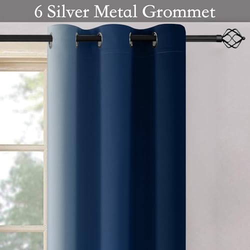 Ombre Blue to Grey White Curtains for Living Room 42Wx84L (42"W x 84"L (Pack of 2) / Blue)