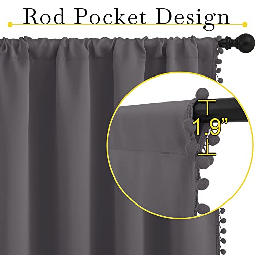 2 Panels Blackout Curtains (Dark Grey / 42"W x 63"L (Pack of 2))
