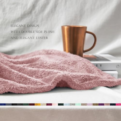 Fuzzy Plush Fleece Bed Blanket King Size (Dusty Pink / 104x90 IN)