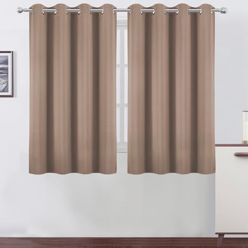 Blackout Curtains 66 x 54 Inch Long Cappuccino Curtains Set of 2 Panels Room Darkening Curtains for Bedroom and Living Room (Cappuccino / 66"W x 54"L (Pack of 2))
