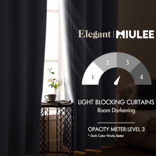 Greyish White Blackout Bedroom Curtains 84 Inch Long Light Blocking (Greyish White / 42"W x 84"L (Pack of 2))