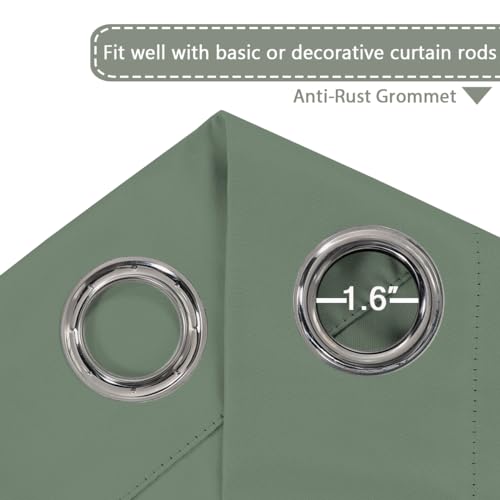 Blackout Patio Curtains 100 x 84 Inches for Sliding Door Extral Wide Blackout Curtain Panels Thermal Insulated Room Divider (100"W x 84"L (Pack of 1) / Green Bay)