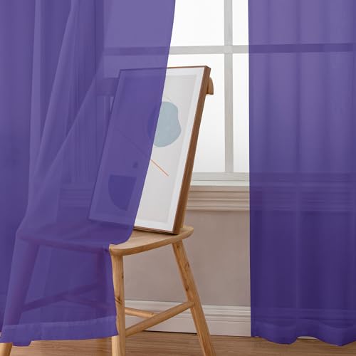 Purple Sheer Curtains 96 inches Long 2 Panels (Purple / 42"W x 96"L (Pack of 2))