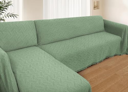2 Piece Sectional Couch Cover for L Shape Sofa Sage XL (Sage / X-Large)