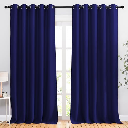 Blackout Room Divider Curtains 118 inches Long 2 Panels (Navy Blue / 66"W x 118"L (Pack of 2))