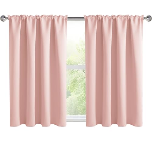 Short Blackout Curtains 52 x 36 Inch for Kitchen RV Bunk Blush Pink (Blush Pink / 52"W x 36"L (Pack of 2))