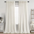 2 Panels Set Cream Linen Curtains 100 inches Long for Living Room Extra Long Back Tab Curtains Neutral Farmhouse Light Filtering Semi Sheer Linen Drapes Ceiling to Floor for Large Window Ivory (52"W x 100"L (Pack of 2) / Natural)
