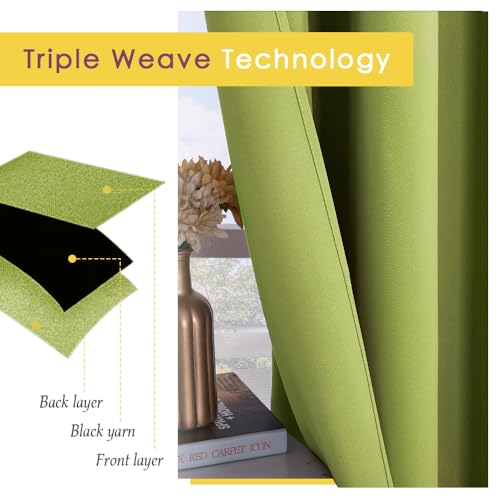 Blackout Curtain Panels for Bedroom (Fresh Green / 42"W x 40"L (Pack of 2))