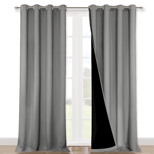 100% Blackout Blinds (Silver Grey / 52"W x 108"L (Pack of 2))