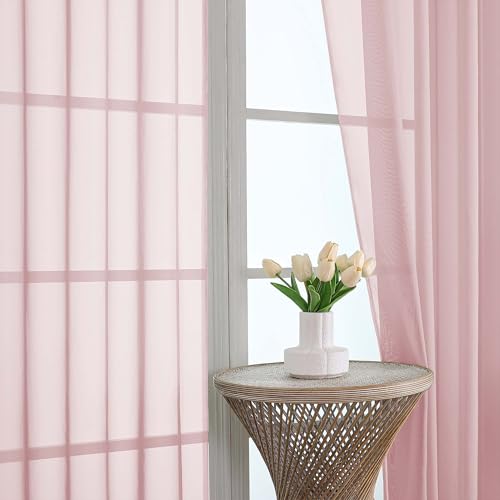 Blush Sheer Curtains 120 Inches Long 2 Panels Set (Blush / 59"W x 120"L (Pack of 2))