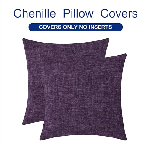 Decorative Couch Throw Pillow Covers 16 X 16 Inches Plum Purple (16" x 16" (Pack of 2) / Plum Purple)