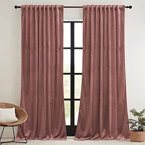 Velvet Curtains 102 inches Long (Wild Rose / 52"W x 102"L (Pack of 2))